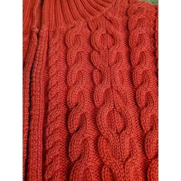 L.L. Bean Cotton Cableknit Full Zip‎ Cardigan Red size Medium - Picture 4 of 9